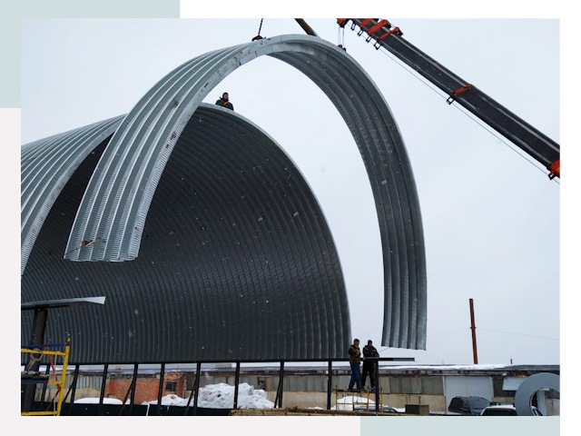 Полукруглые ангары в Кондопоге